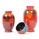THREE PIECES OF POOLE POTTERY - LAVA & HIMALAYAN POPPY