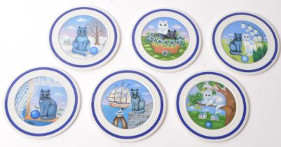 COLLECTION OF SIX GERMAN CERAMIC DISPLAY PLATES OF CATS