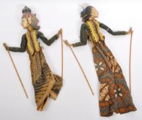 TWO VINTAGE ORIENTAL / SIAMESEHAND PAINTED WOODEN PUPPETS
