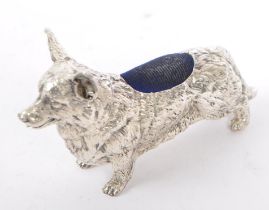 SILVER PLATED CORGI DOG PIN CUSHION