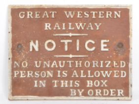 ORIGINAL GREAT WESTERN RAILWAY CAST IRON SIGNAL BOX SIGN
