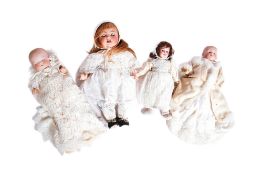 COLLECTION SMALL GERMAN BISQUE HEADED DOLLS