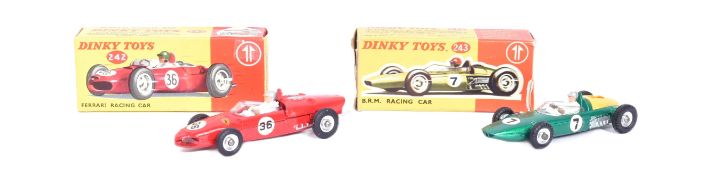 DINKY TOYS - 243 BRM RACING CAR & 242 FERRARI RACING CAR