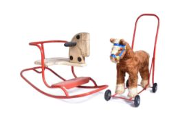 VINTAGE TRIANG ROCKING HORSE & PEDIGREE RIDE ALONG DOG