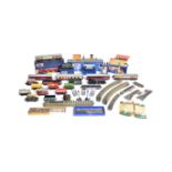 COLLECTION OF VINTAGE HORNBY DUBLO OO GAUGE ROLLING STOCK, TRACKSIDE ACCESSORIES AND LOCO