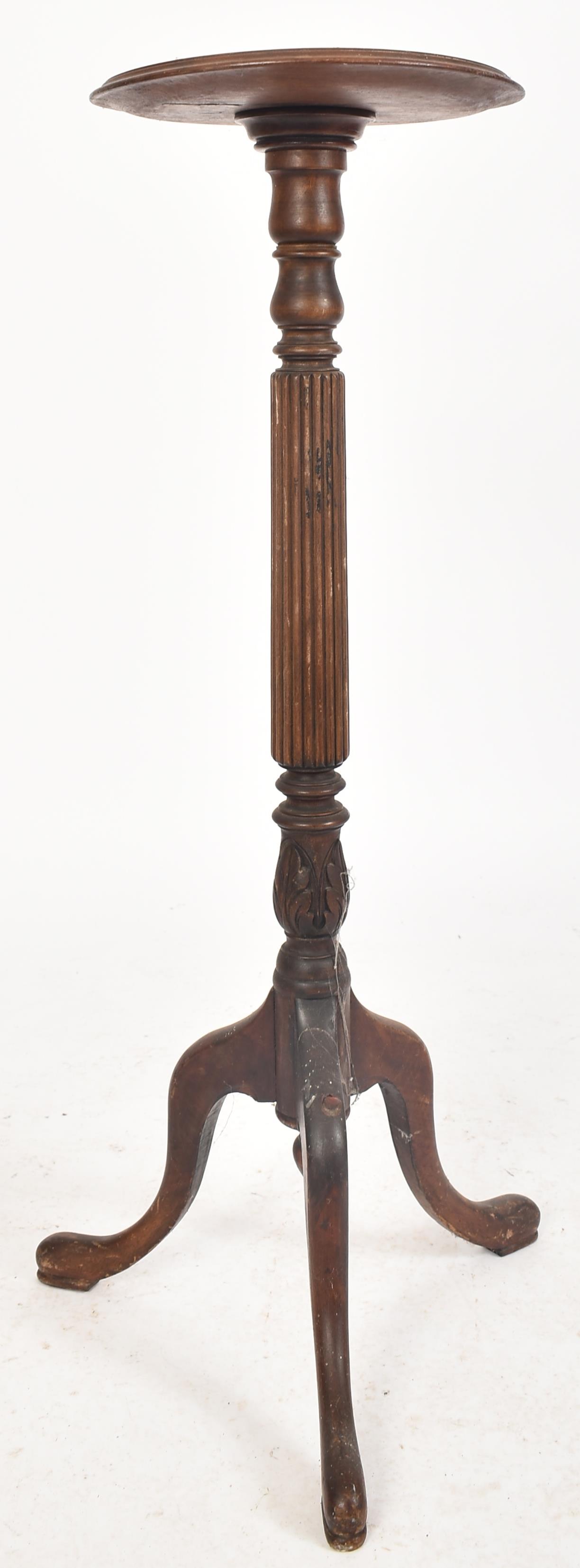 19TH CENTURY MAHOGANY REEDED COLUMN PLANT STAND TORCHERE