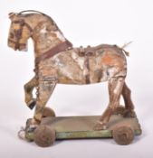19TH CENTURY VICTORIAN CARVED WOODEN HORSE TOY