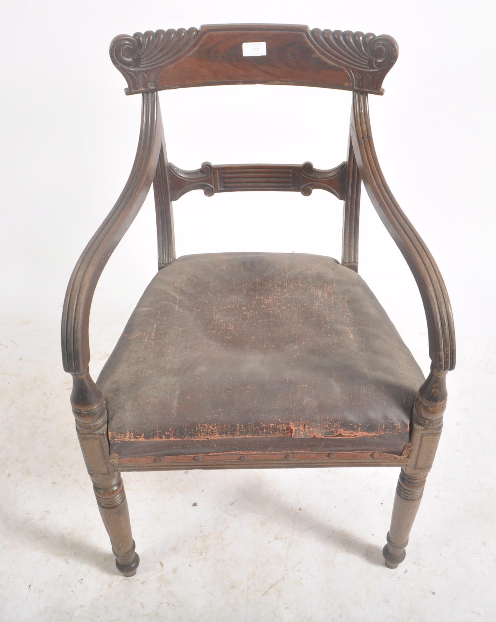 EARLY 19TH REGENCY PERIOD MAHOGANY CARVER DINING CHAIR - Image 6 of 6