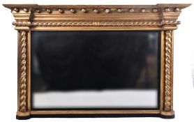 19TH CENTURY GILT WOOD & GESSO WORKED OVERMANTEL MIRROR