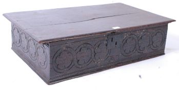 17TH CENTURY CARVED OAK BIBLE BOX CHEST