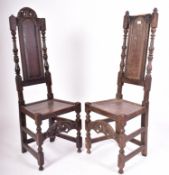 PAIR OF 17TH CENTURY ENGLISH HIGH BACK DINING - HALL CHAIRS