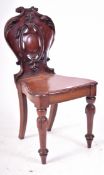 19TH CENTURY VICTORIAN CARVED MAHOGANY HALL CHAIR