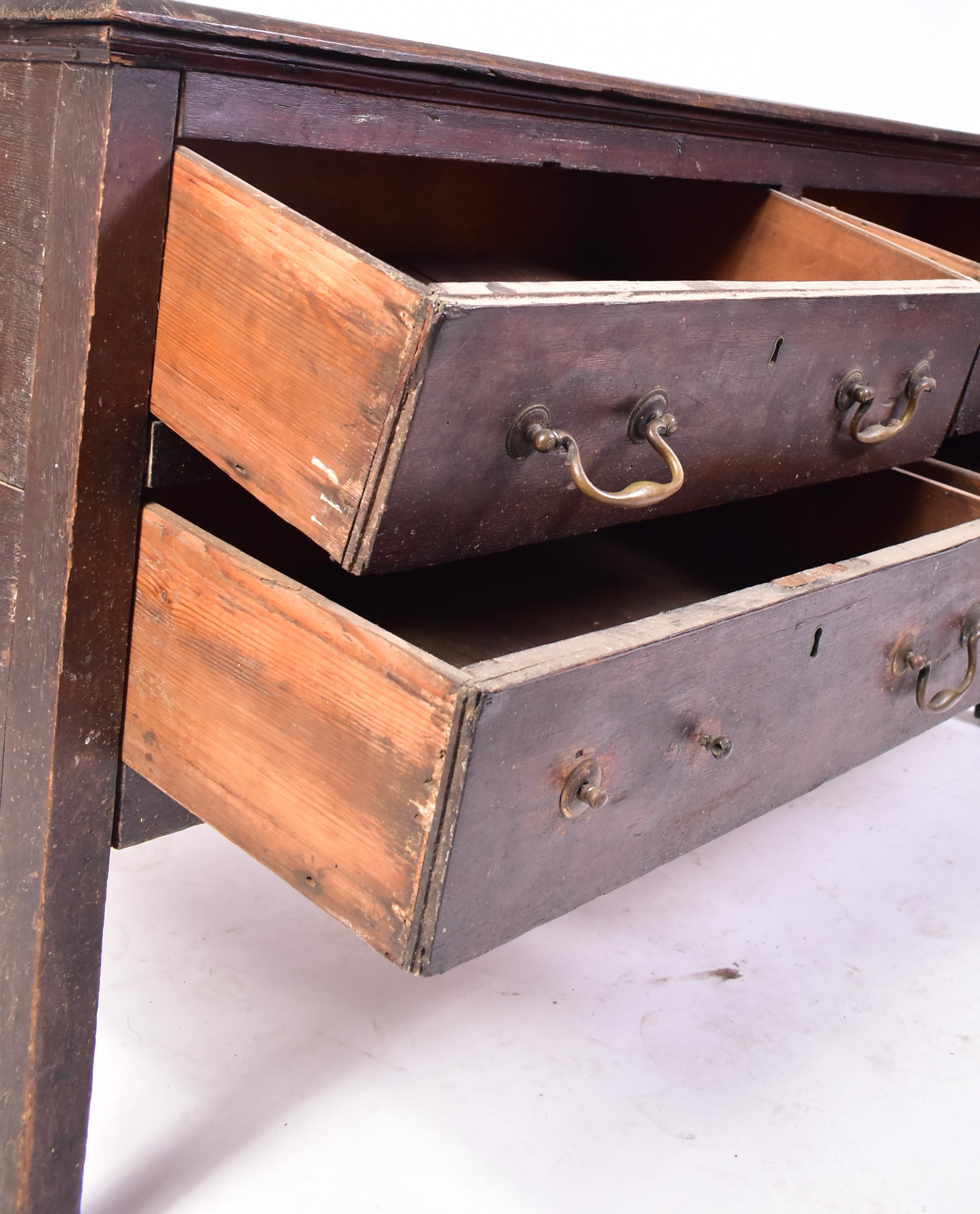 18TH CENTURY FOUR DRAWER CARVED OAK DRESSER BASE - Image 5 of 7