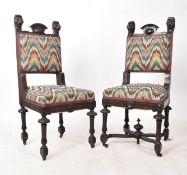 TWO VICTORIAN 19TH CENTURY OAK GOTHIC REVIVAL DINING CHAIRS