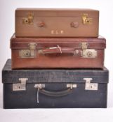 SELECTION OF THREE 20TH CENTURY LEATHER SUITCASES