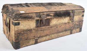 18TH CENTURY DOME TOP HIDE COVERED TRAVELLING TRUNK