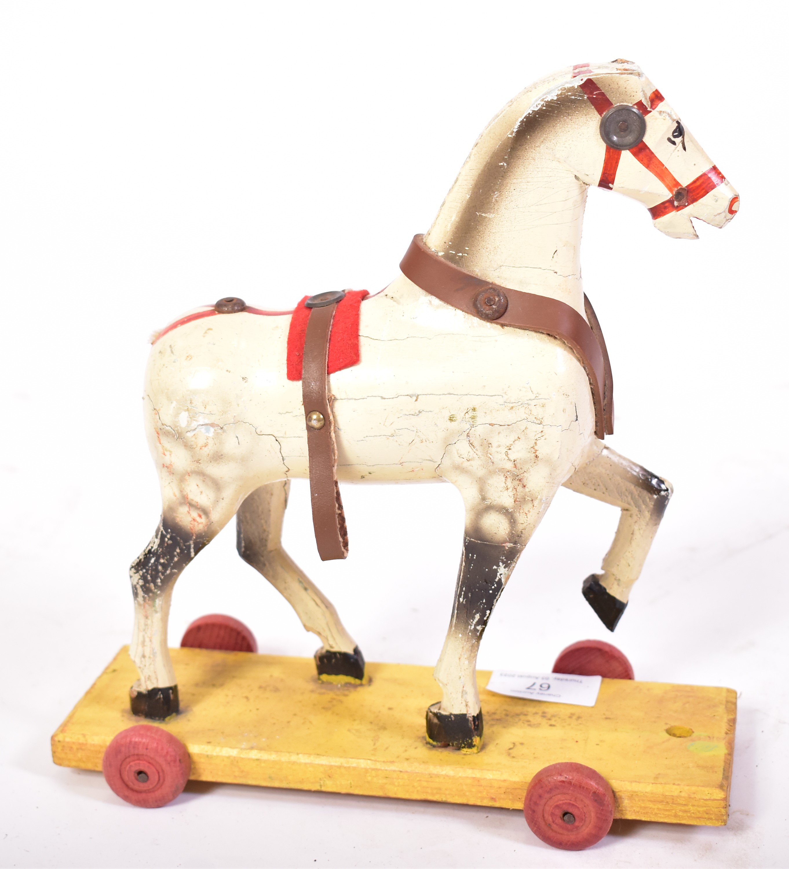 EARLY 20TH CENTURY TRIANG CARVED WOOD HORSE AND CART - Image 2 of 6