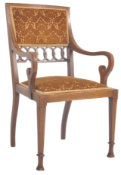 EDWARDIAN EARLY 20TH CENTURY MAHOGANY INLAID CARVED CHAIR