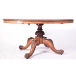 19TH CENTURY VICTORIAN CARVED WALNUT LOO TABLE