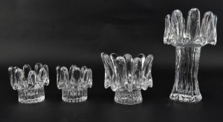 KOSTA BODA - FOUR RETRO GLASS SUNFLOWER CANDLEHOLDERS