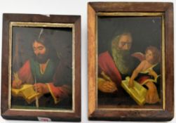 PAIR OF VICTORIAN BIBLICAL REVERSE PAINTED GLASS PORTRAITS