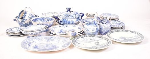 LARGE COLLECTION OF 19TH CENTURY BLUE & WHITE CERAMICS