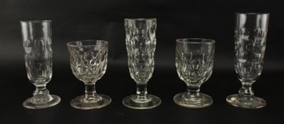 COLLECTION OF FIVE 19TH CENTURY MOULDED GLASSES