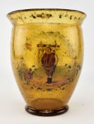 LATE 19TH CENTURY AMBER GLASS VASE WITH DICKENS SCENES