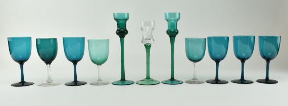 COLLECTION OF EARLY 20TH CENTURY TEAL DRINKING GLASSES