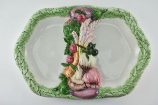 HAND PAINTED MID CENTURY FRENCH MAJOLICA VEGETABLE PLATTER