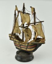 LATE 19TH CENTURY VICTORIAN OAK MODEL GALLEON SHIP