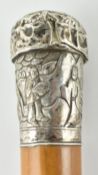 20TH CENTURY CHINESE MALACCA SILVER TOPPED CANE STICK