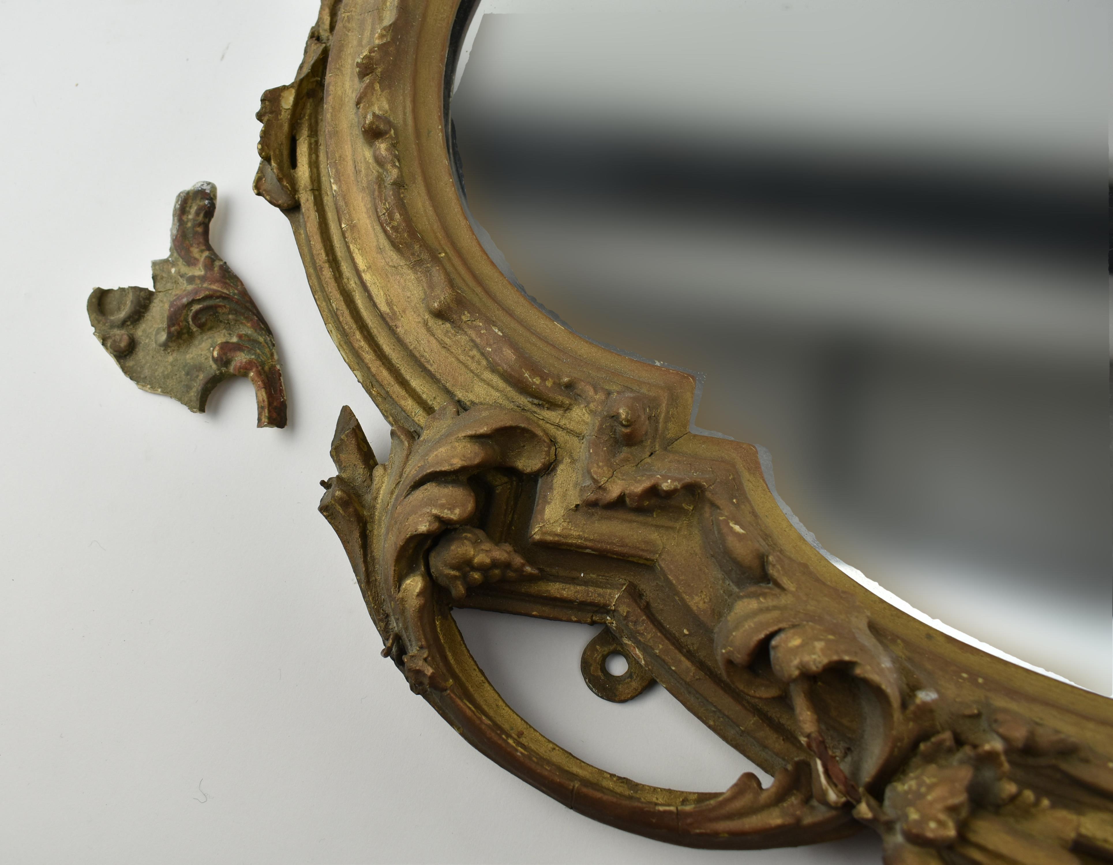 19TH CENTURY VICTORIAN GESSO GIRANDOLE OVERMANTEL MIRROR - Image 5 of 6