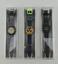 SWATCH - CHRONO RANGE - THREE VINTAGE 1990S CASED WATCHES