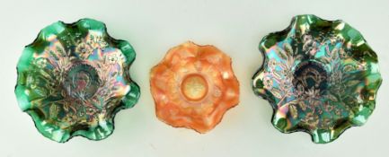 VINTAGE MID CENTURY CARNIVAL GLASS BOWLS WITH LUSTRE FINISH