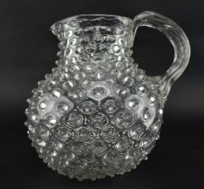 MID 19TH CENTURY VICTORIAN GLASS HOBNAIL WATER JUG