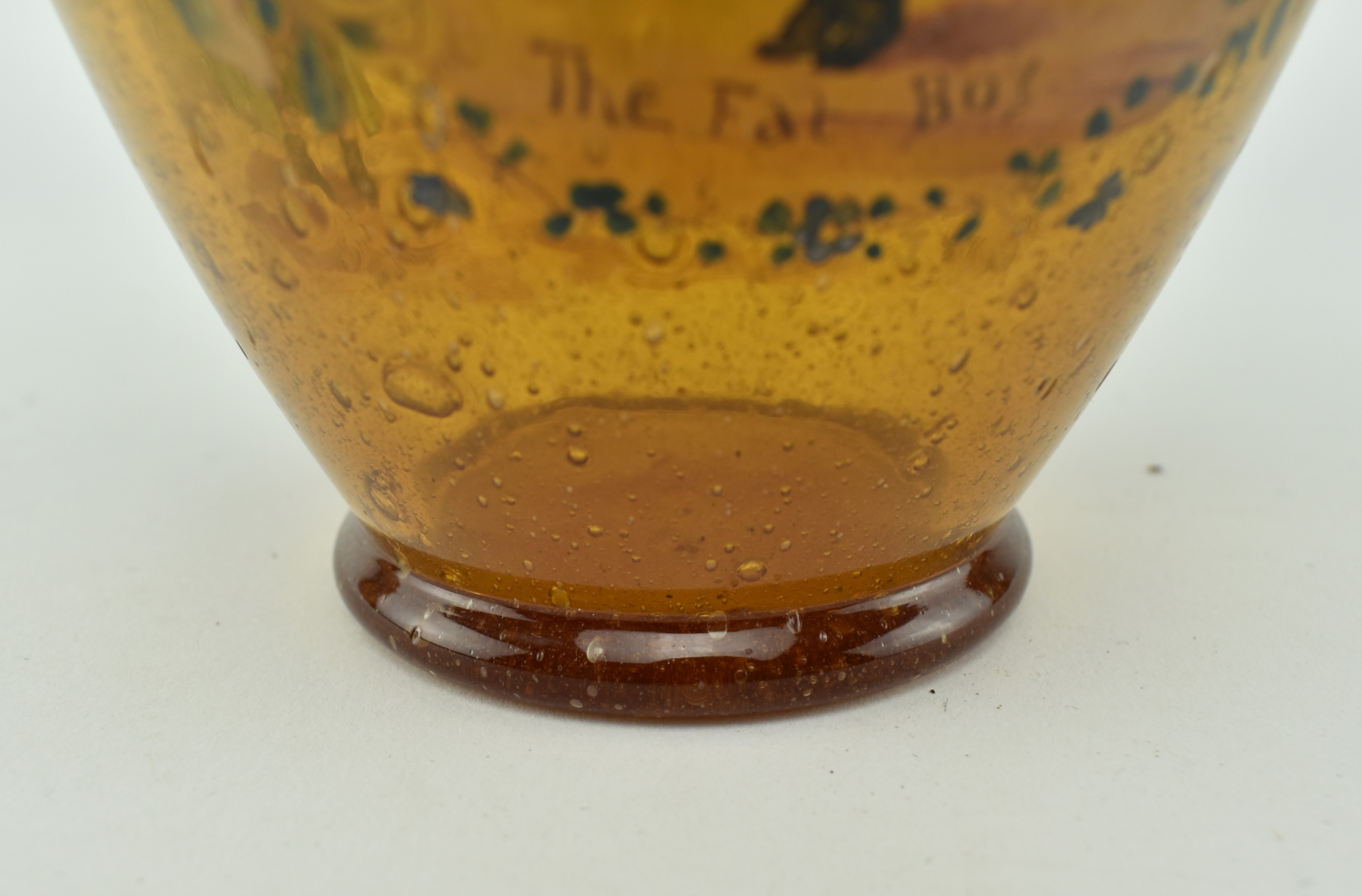 LATE 19TH CENTURY AMBER GLASS VASE WITH DICKENS SCENES - Image 4 of 5