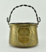 HENRY IV HAMMERED ENGRAVED BRASS OFFERING POT