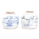 EARLY 20TH CENTURY CERAMIC BLUE & WHITE CHINESE GINGER JARS