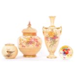 ROYAL WORCESTER - IVORY BLUSH - PORCELAIN CHINA VASES