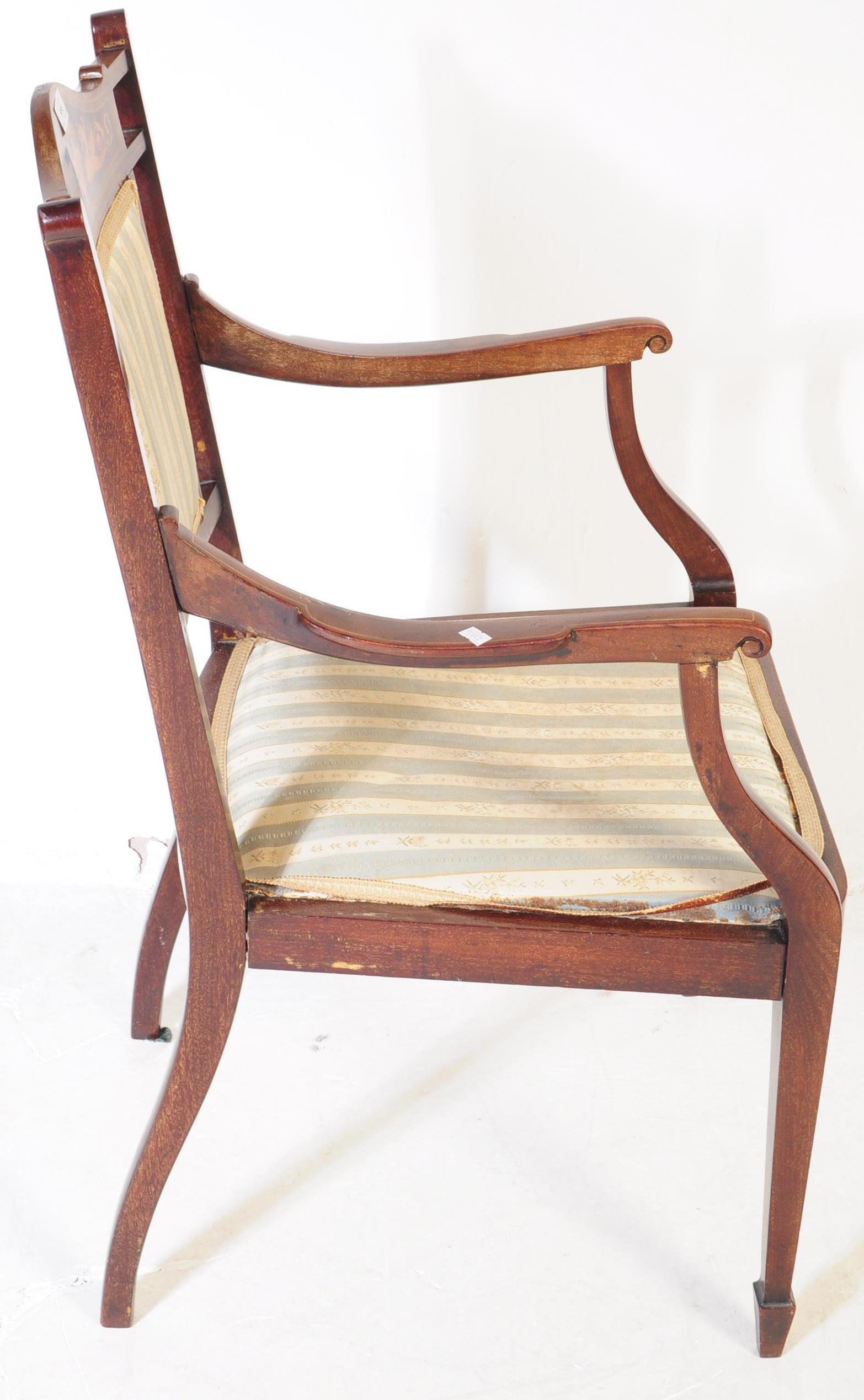 VICTORIAN ARMCHAIR TOGETHER WITH EDWARDIAN ARMCHAIR - Image 8 of 11