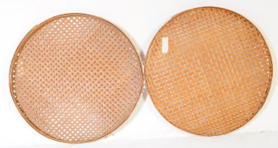 PAIR OF LARGE 20TH CENTURY WOVEN BAMBOO GARDEN SIFTERS