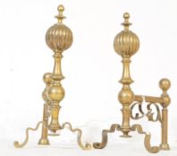 PAIR OF VICTORIAN DUTCH STYLE BRASS FIRE DOG SUPPORTS