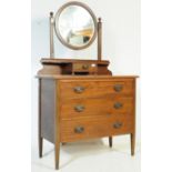 1930S / 1940S SOLID OAK DRESSING TABLE WITH CHEST OF DRAWERS