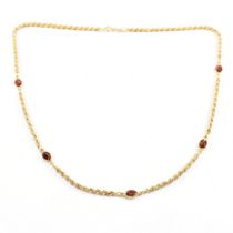 HALLMARKED 9CT GOLD & GARNET ROPE TWIST CHAIN NEKLACE