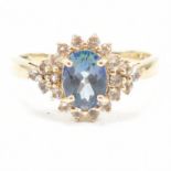 HALLMARKED 9CT GOLD MYSTIC TOPAZ CLUSTER RING