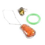 AMBER PENDANT NECKLACE BANGLE & RESIN AMBER BANGLE