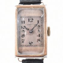 ROLEX 1920S 9CT ART DECO TANK FACED WRISTWATCH