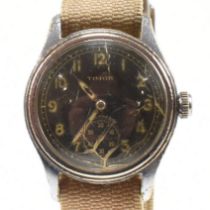 MILITARY ISSUE TIMOR BLACK FACED SERVICE WRISTWATCH
