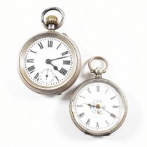 OPEN FACED SILVER 900 FOB WATCH & 800 SILVER FOB WATCH (2)